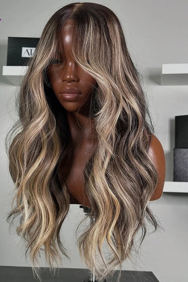 Perruque Body Wave – Cheveux Humains Remy | Lace Frontal 13x4, 13x6 & Closure 5x5 | Reflets Blonds & Noirs