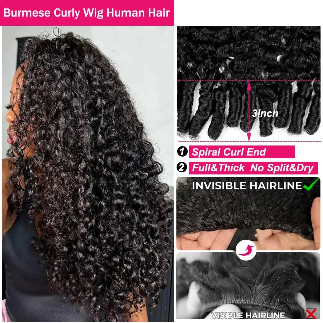 Demi-Perruque Bouclée 3-en-1 – Cheveux Humains Birmans | Sans Colle | Prête à Porter | 18 à 38 Pouces