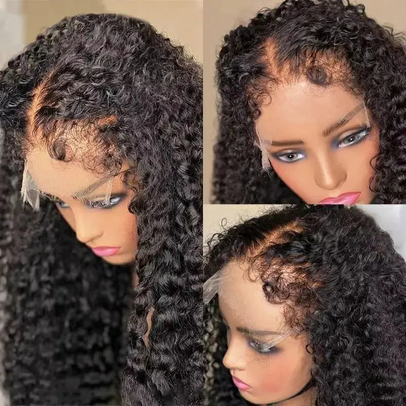 perruque 4C bords dentelle Afro , densité 250% crépus bouclés sans colle