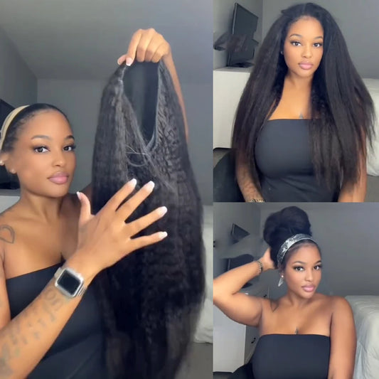 Demi-Perruque Yaki Sans Colle 3-en-1