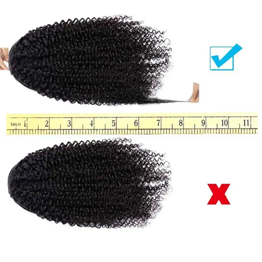 Postiche Afro Kinky Curly 🌀 | Ponytail Cheveux Humains Mongols Remy | Clip & Cordon | 10-24 Pouces