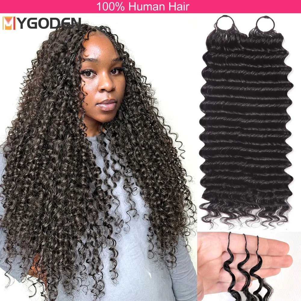 Extensions Bouclées en Crochet – Cheveux Humains Naturels | Boucles Profondes | 14 à 22 Pouces