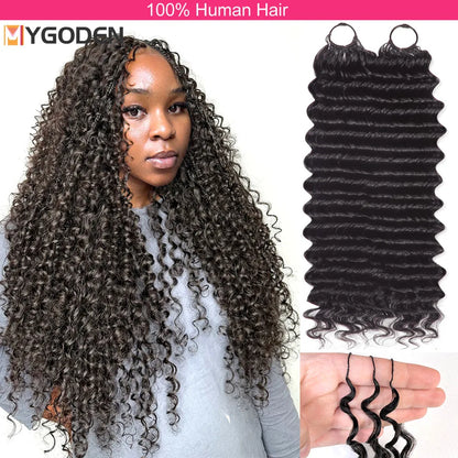 Extensions Bouclées en Crochet – Cheveux Humains Naturels | Boucles Profondes | 14 à 22 Pouces