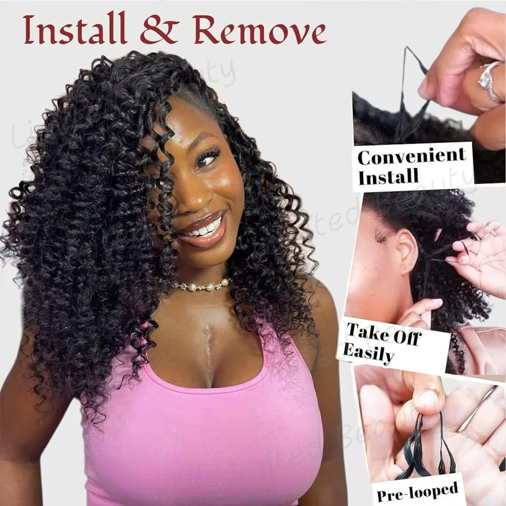 Extensions Crochet Deep Wave – Cheveux Humains Vietnamiens | Boucles Profondes Sans Nœuds | 14 à 22 Pouces