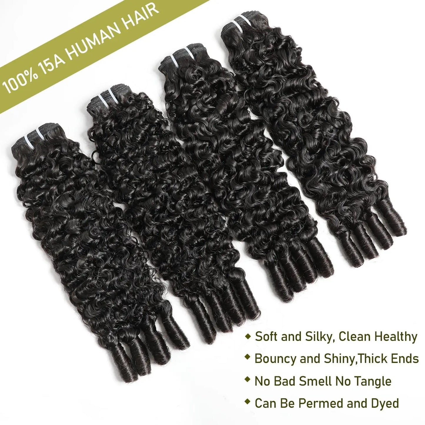 Extensions Birmanes Bouclées en Spirale — Cheveux Humains Vierges 15A