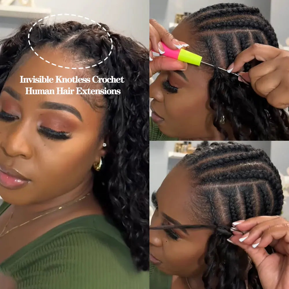 Extensions Crochet Invisibles – Cheveux Humains Bouclés | Légères & Naturelles | 14 à 20 Pouces