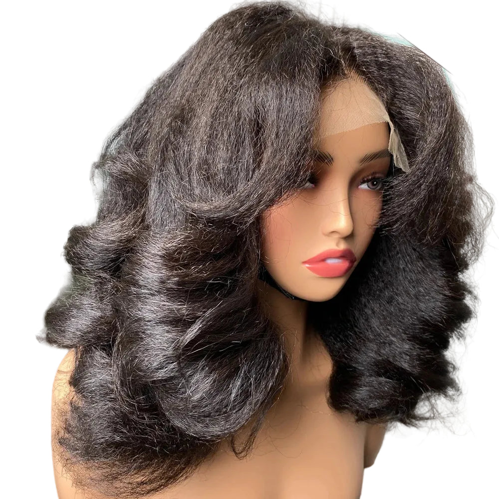 Perruques bouclées sans colle 100% cheveux humains