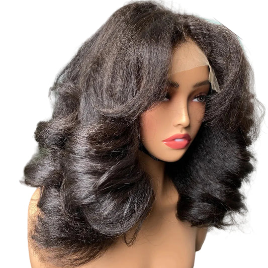 Perruques bouclées sans colle 100% cheveux humains