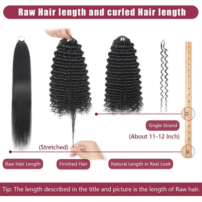 Extensions Crochet Deep Wave – Cheveux Humains Vietnamiens | Boucles Profondes Sans Nœuds | 14 à 22 Pouces