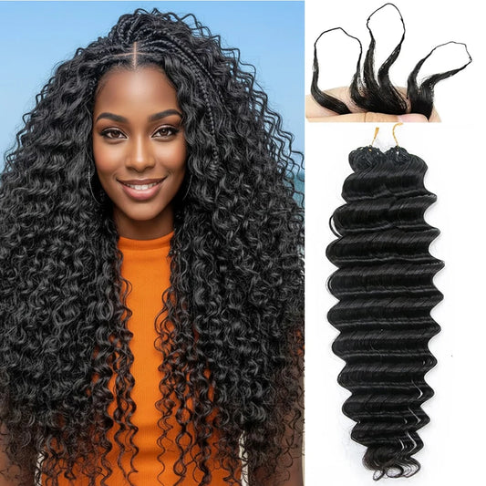 Extensions Crochet Deep Wave – Cheveux Humains Vietnamiens | Boucles Profondes Sans Nœuds | 14 à 22 Pouces