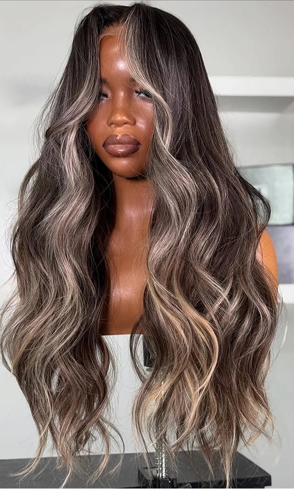Perruque Body Wave – Cheveux Humains Remy | Lace Frontal 13x4, 13x6 & Closure 5x5 | Reflets Blonds & Noirs