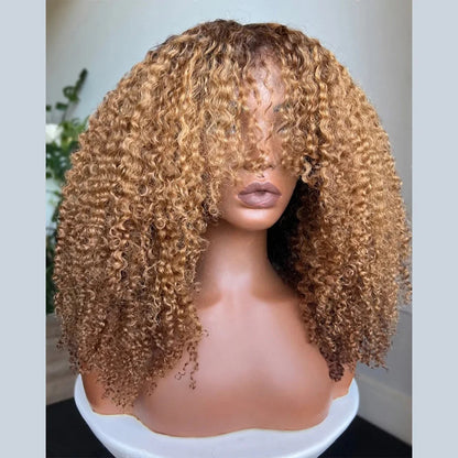 Perruque HD Invisible 7x5 Sans Colle — Blond Miel avec Frange