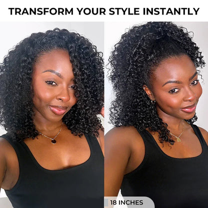 Demi-perruque bouclée 180%, cheveux naturels crépus bouclés, naissance des cheveux Invisible 3 en 1, avec cordon de serrage, sans couture