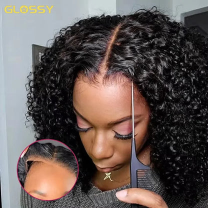 perruque 4C bords dentelle Afro , densité 250% crépus bouclés sans colle