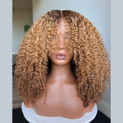 Perruque HD Invisible 7x5 Sans Colle — Blond Miel avec Frange
