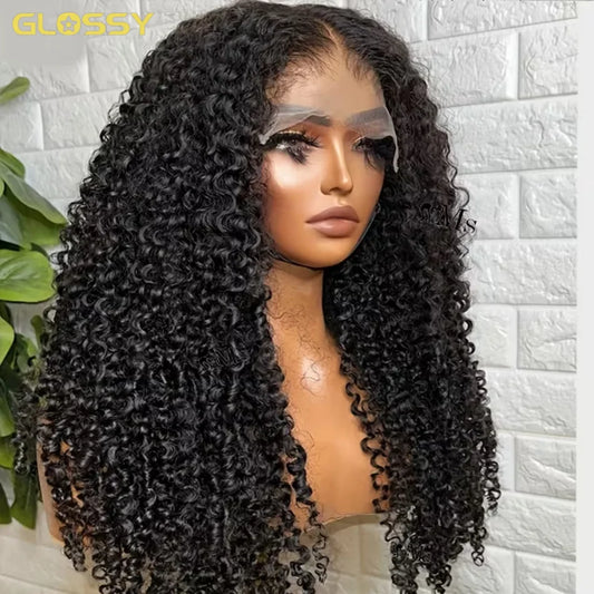 perruque 4C bords dentelle Afro , densité 250% crépus bouclés sans colle