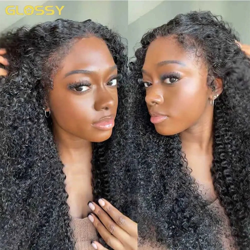 perruque 4C bords dentelle Afro , densité 250% crépus bouclés sans colle