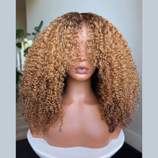 Perruque HD Invisible 7x5 Sans Colle — Blond Miel avec Frange