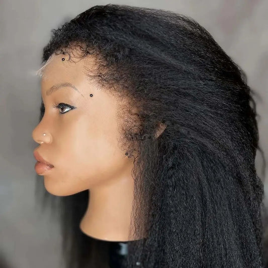 Perruque Yaki Lisse Sans Colle 💎 | Dentelle HD Bords 4C | Longue Durée 2-10 ans