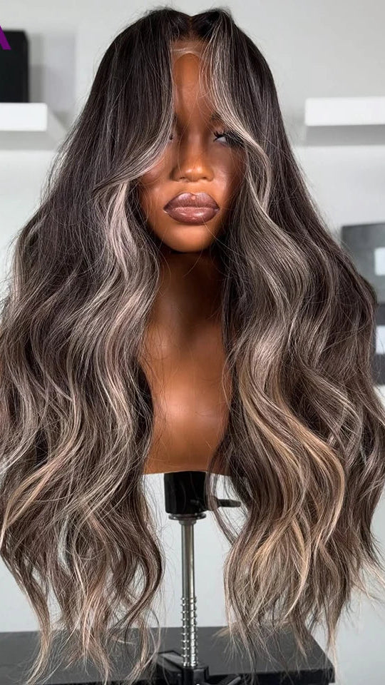 Perruque Body Wave – Cheveux Humains Remy | Lace Frontal 13x4, 13x6 & Closure 5x5 | Reflets Blonds & Noirs