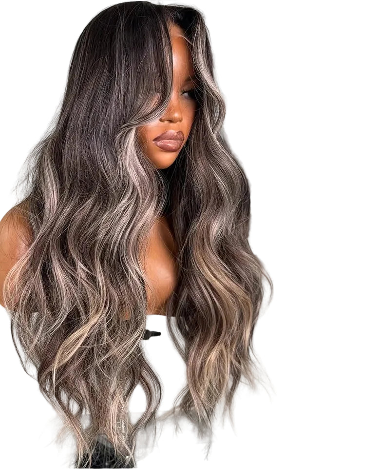 Perruque Body Wave – Cheveux Humains Remy | Lace Frontal 13x4, 13x6 & Closure 5x5 | Reflets Blonds & Noirs