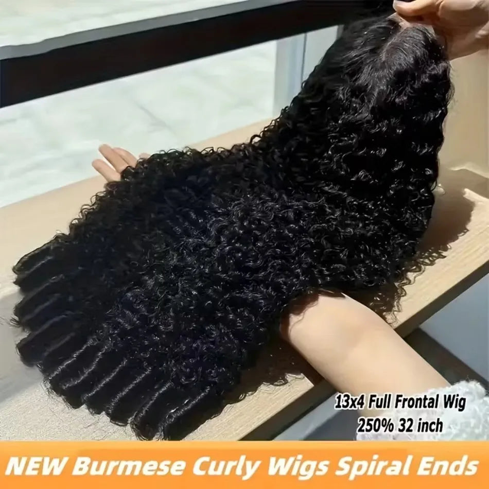 Perruque Bouclée Birmane Lace Front 13x4 / 13x6 | Cheveux Humains Brésiliens Remy | Densité 200%-250% | 16-40 Pouces