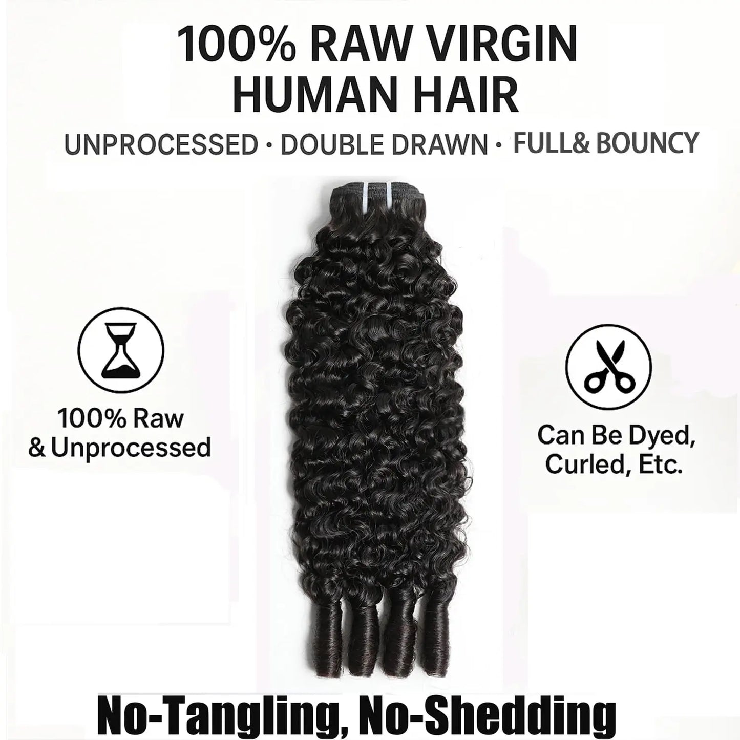 Extensions Birmanes Bouclées en Spirale — Cheveux Humains Vierges 15A