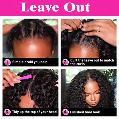Perruque en cheveux humains V-Part, bouclée crépue sans colle,