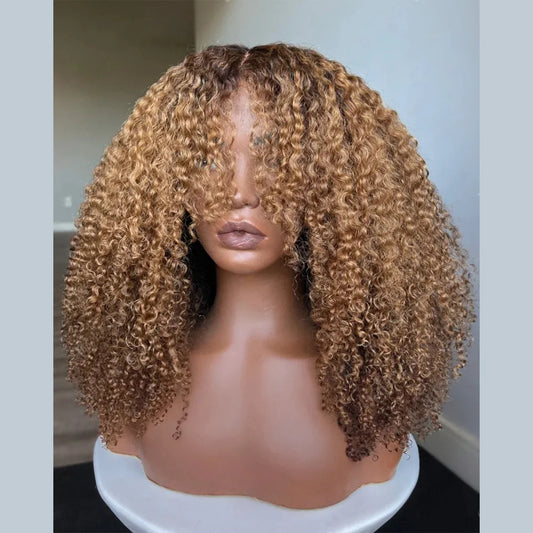 Perruque HD Invisible 7x5 Sans Colle — Blond Miel avec Frange