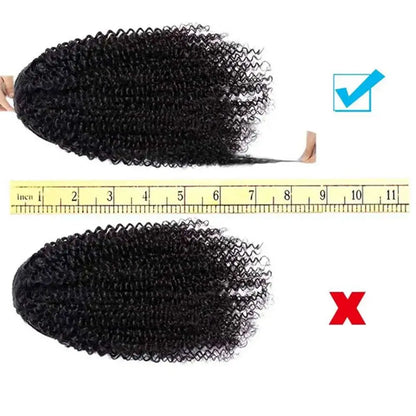 Postiche  Afro Kinky Curly 🌀 | Ponytail Cheveux Humains Mongols Remy | Clip & Cordon | 10-24 Pouces